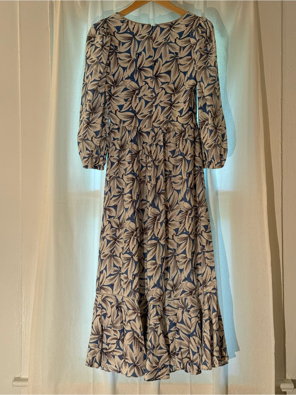 Jonathan Simkhai Blue & White Leaf-Print Midi Dress - Picture 3 of 3